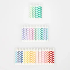 Clearance Rainbow Striped Mini Candles (50) Party Supplies