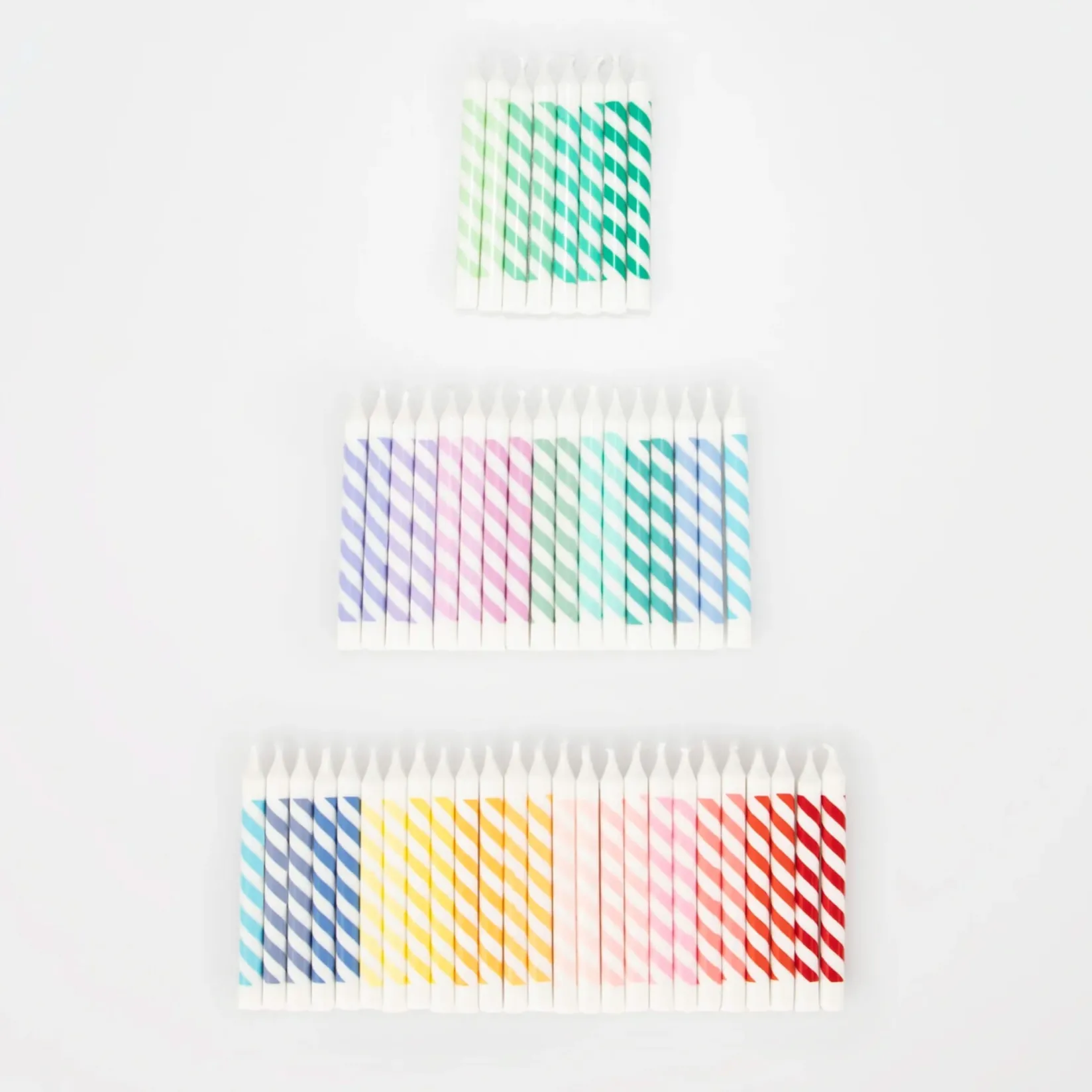 Clearance Rainbow Striped Mini Candles (50) Party Supplies