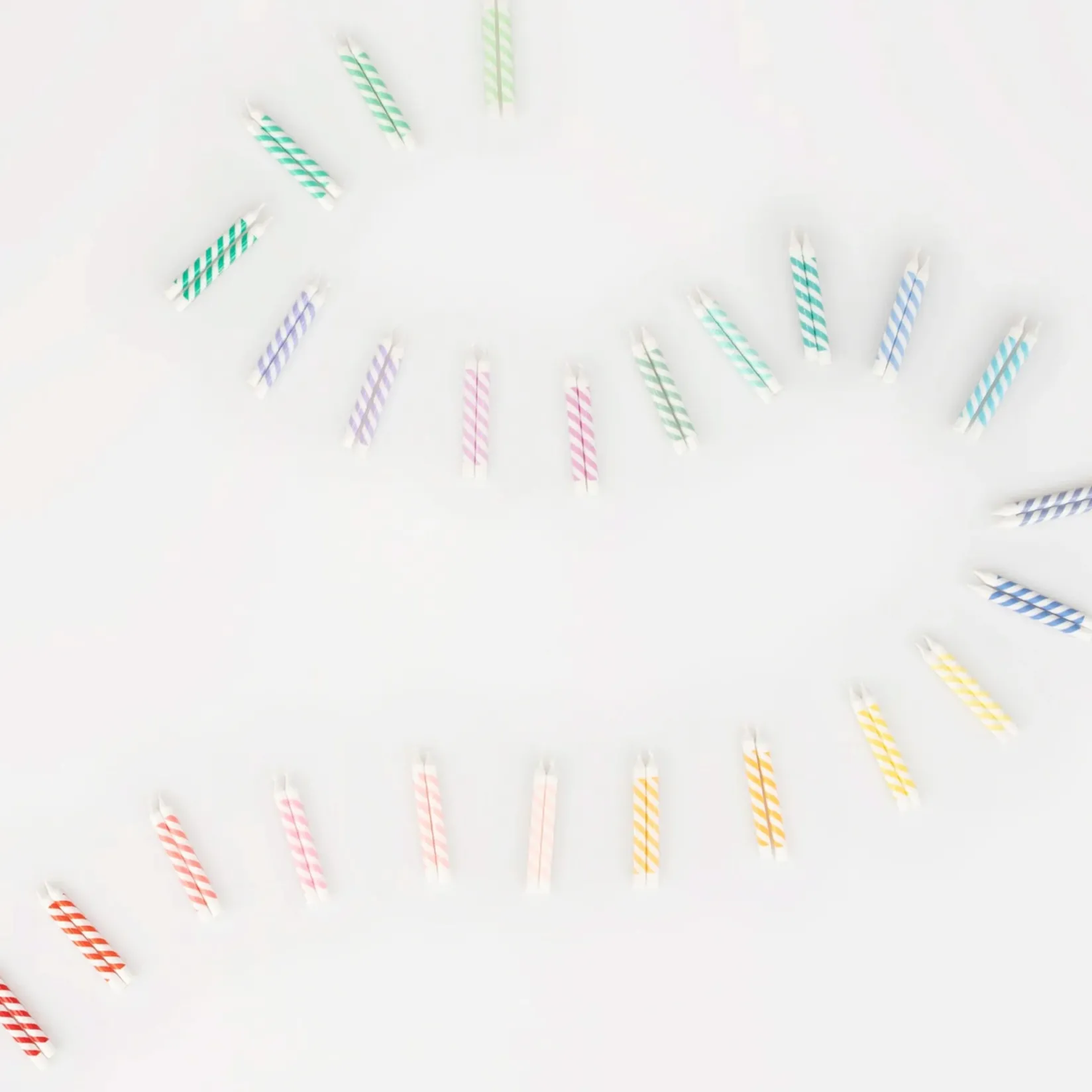 Clearance Rainbow Striped Mini Candles (50) Party Supplies