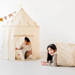Recycled Fabric Play Tunnel - Beige Kids Tents & Play Mats