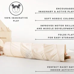 Recycled Fabric Play Tunnel - Beige Kids Tents & Play Mats