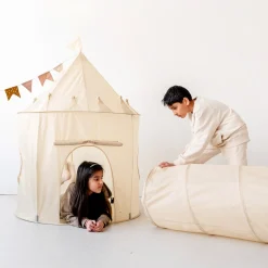 Recycled Fabric Play Tunnel - Beige Kids Tents & Play Mats