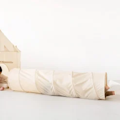 Recycled Fabric Play Tunnel - Beige Kids Tents & Play Mats