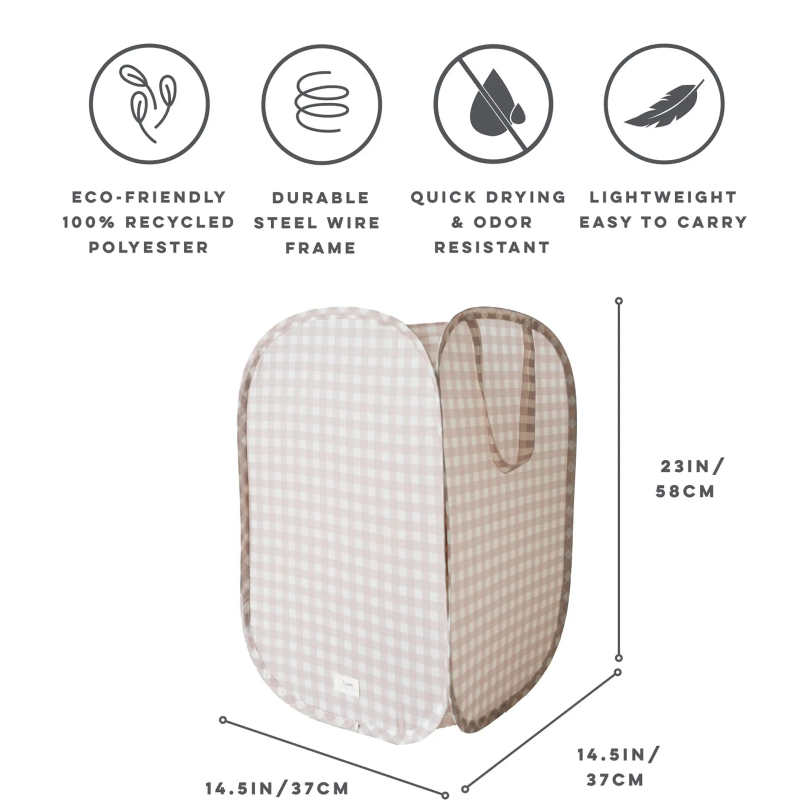Discount Recycled Pop-Up Laundry Hamper - Gingham Storage