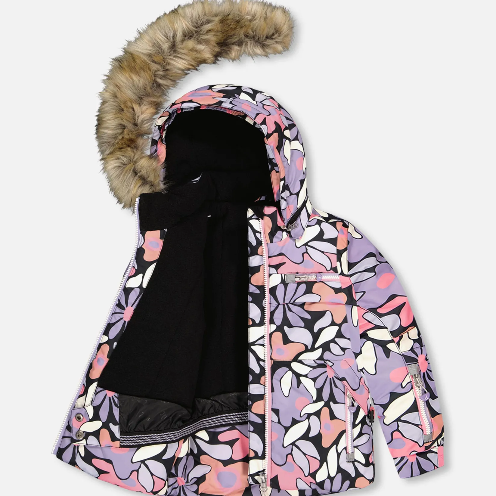 Outerwear|Snowsuits>Deux par Deux Retro Flowers Snowsuit 2-6 Black