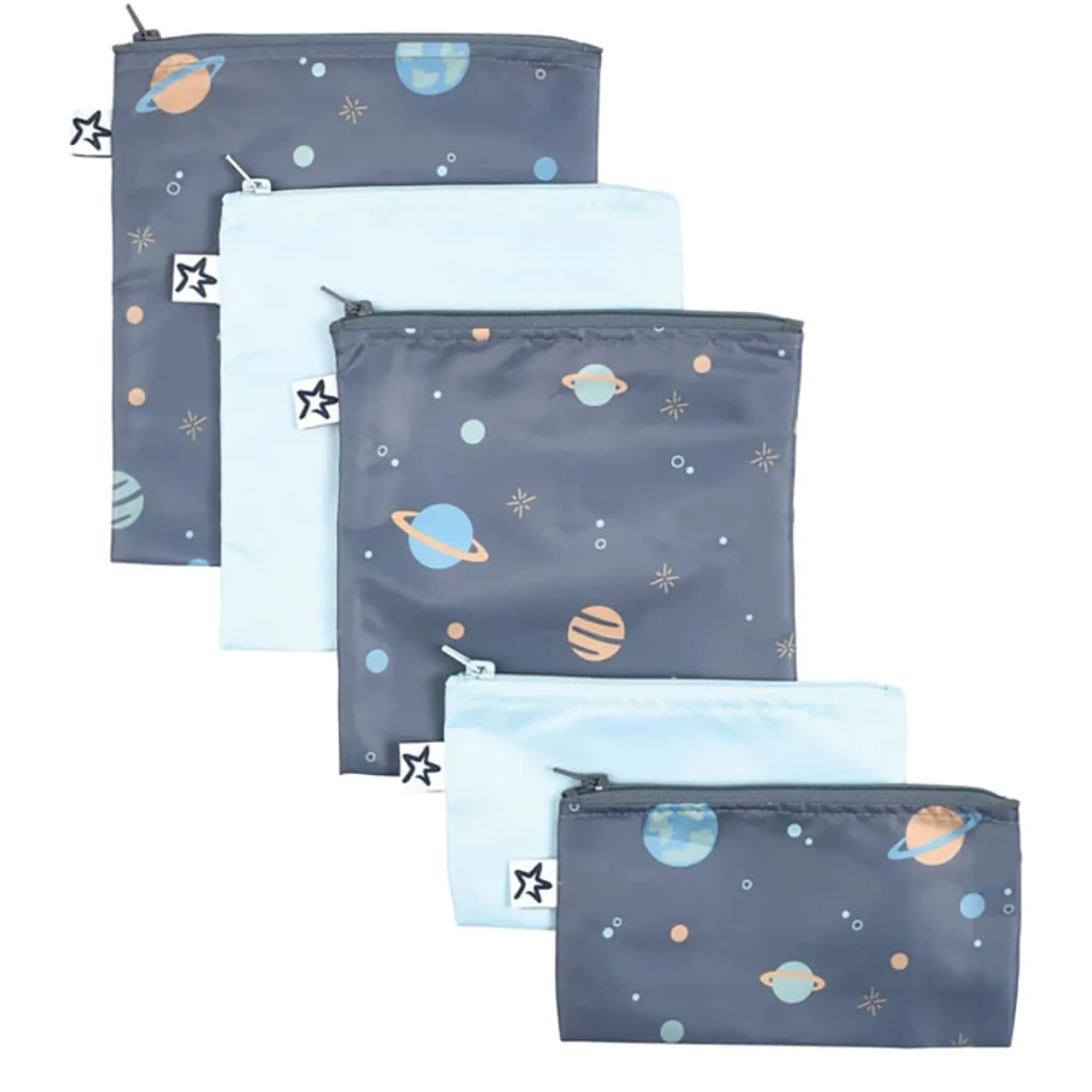 Reusable Snack Bags 5 Pack - Space Kids Snack Bags & Containers|Tableware