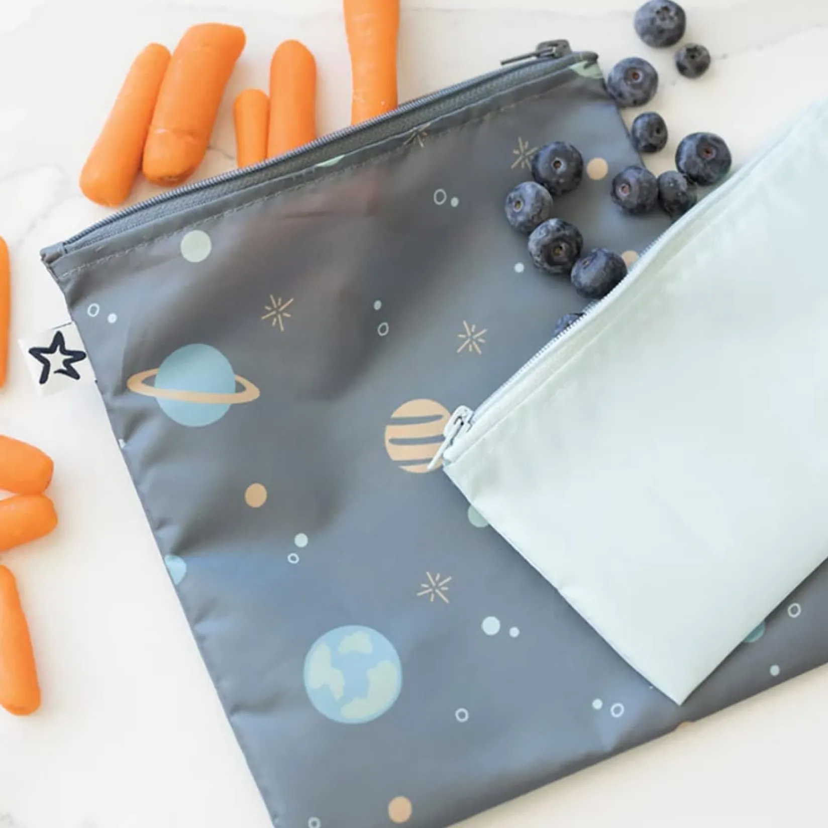 Reusable Snack Bags 5 Pack - Space Kids Snack Bags & Containers|Tableware