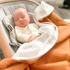 Blankets|Blankets>Jasxtek Reversible Muslin Waffle Blanket - Brown / White
