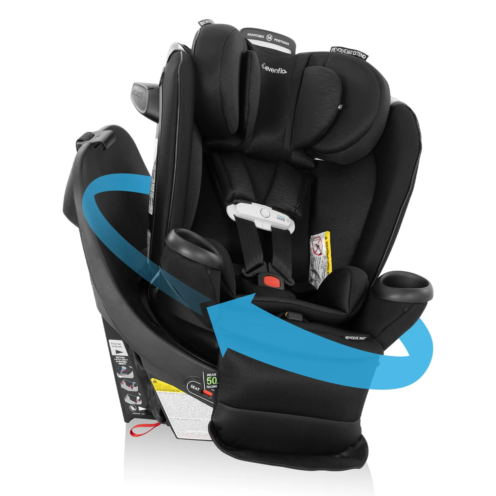 Car Seats & Booster Seats|Car Seats>Evenflo Revolve360 Extend All-in-One Rotating Car Seat with SensorSafe - Onyx