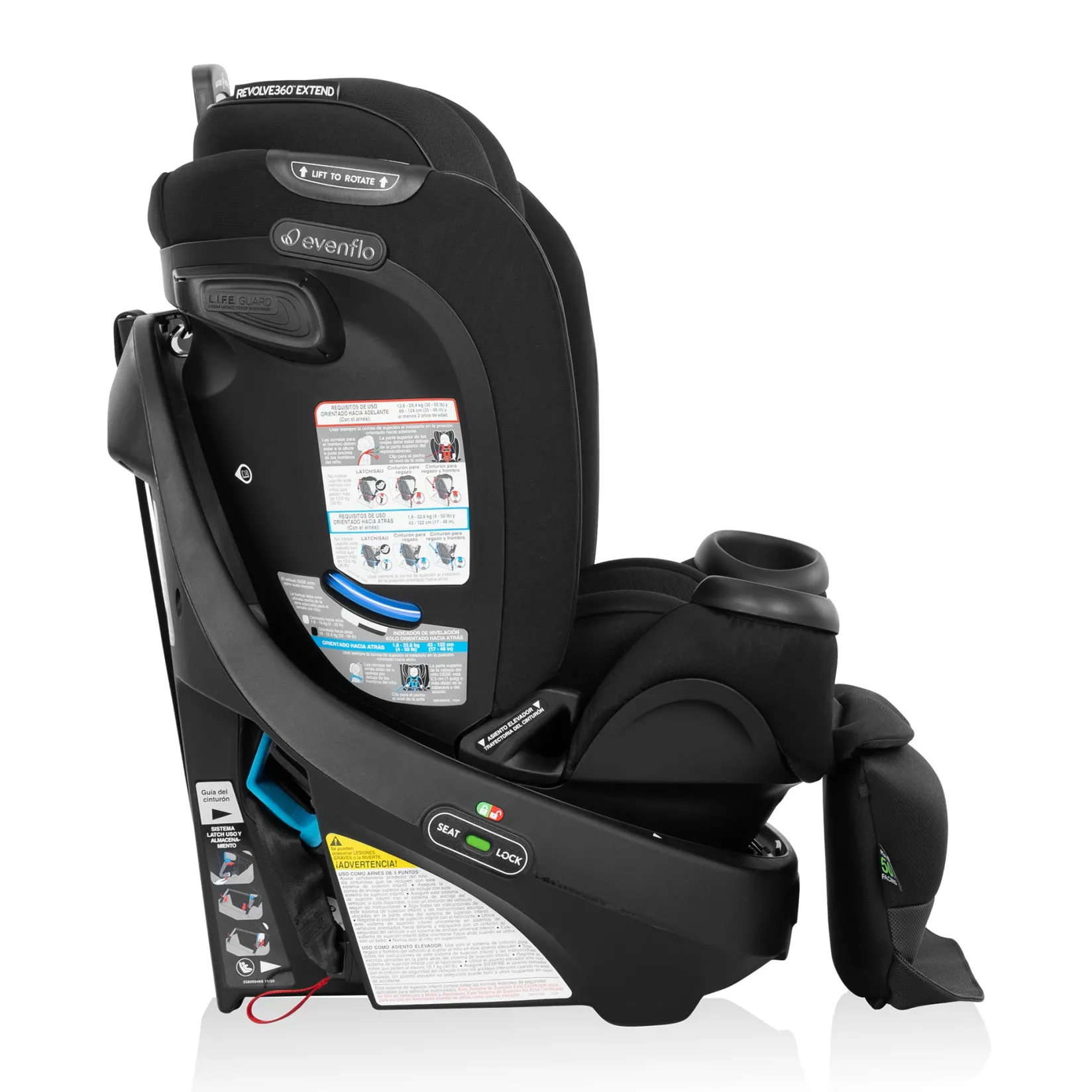 Car Seats & Booster Seats|Car Seats>Evenflo Revolve360 Extend All-in-One Rotating Car Seat with SensorSafe - Onyx
