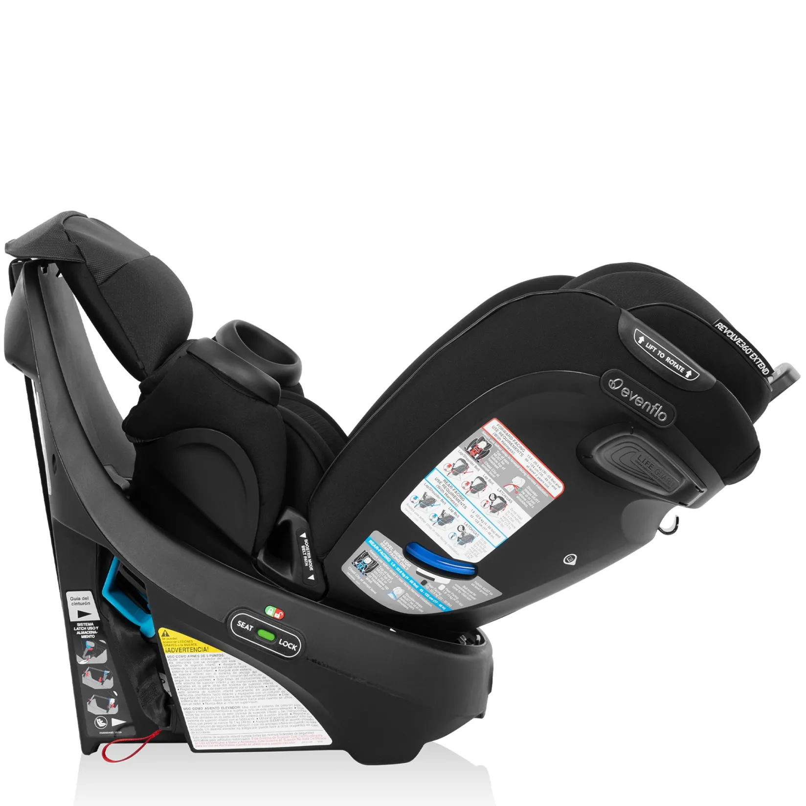 Car Seats & Booster Seats|Car Seats>Evenflo Revolve360 Extend All-in-One Rotating Car Seat with SensorSafe - Onyx