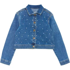 Fleeces And Sweatshirts|Tops>Creamie Rhinestones Jacket 7-14 Denim