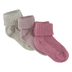 Socks|Underwear & Socks>Minymo Rib Sock 3pk 0-24m Pink