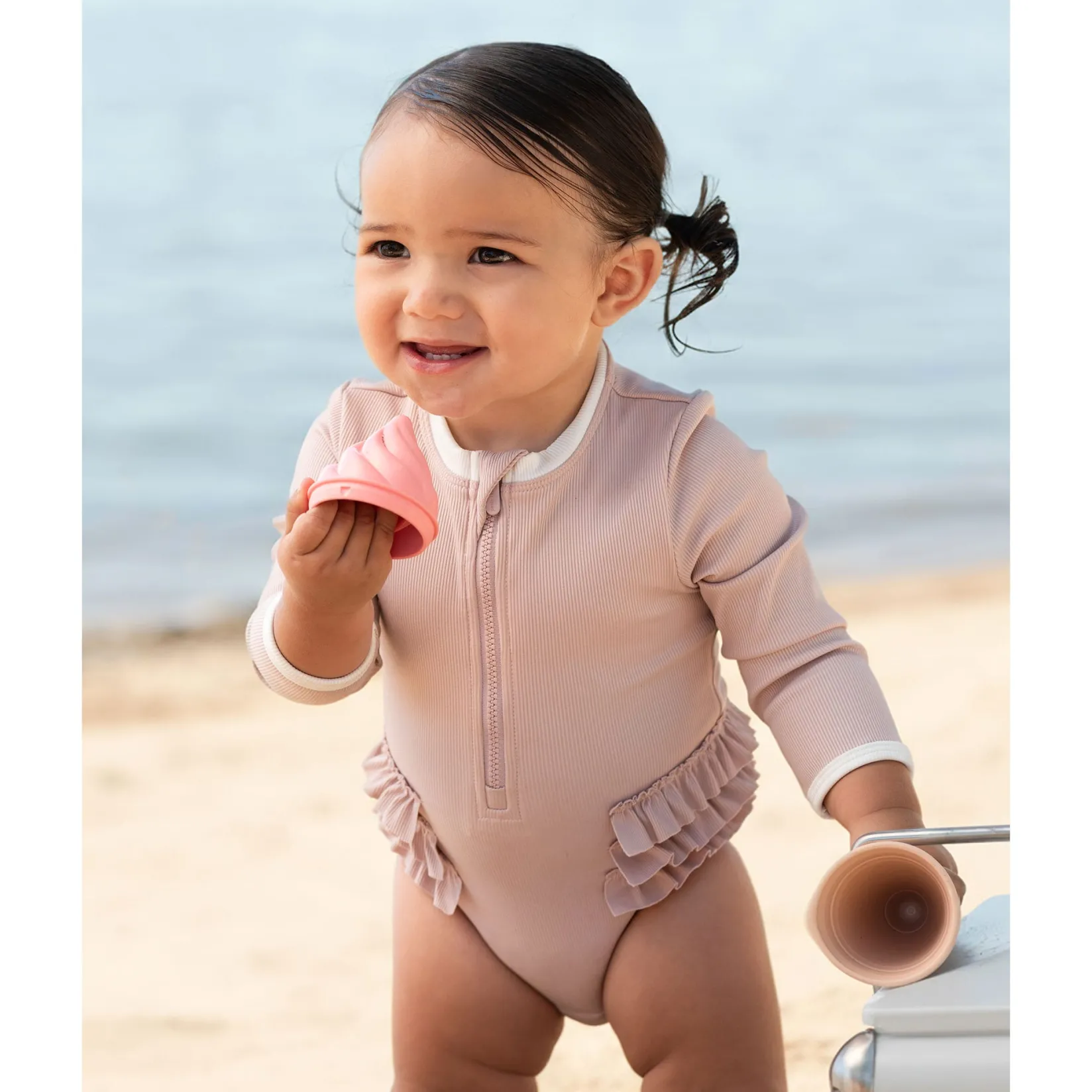 Swimsuits>Petit Lem Ribbed Long Sleeve Uv Swimsuit 0-24m Lilac