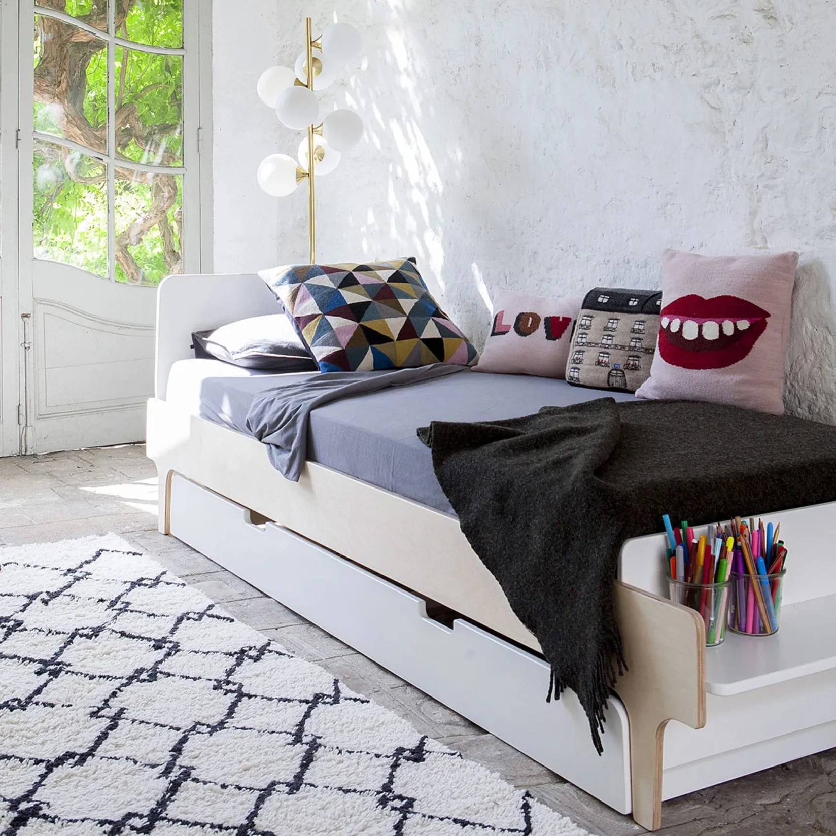 Twin, Full & Queen Beds>Oeuf River Trundle Bed - White