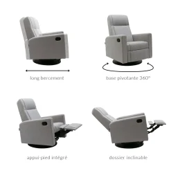 Discount Rocking and Swivel Armchair Nelly - Como Dove Grey / Black Gliders & Rocking Chairs|Gliders & Rocking Chairs