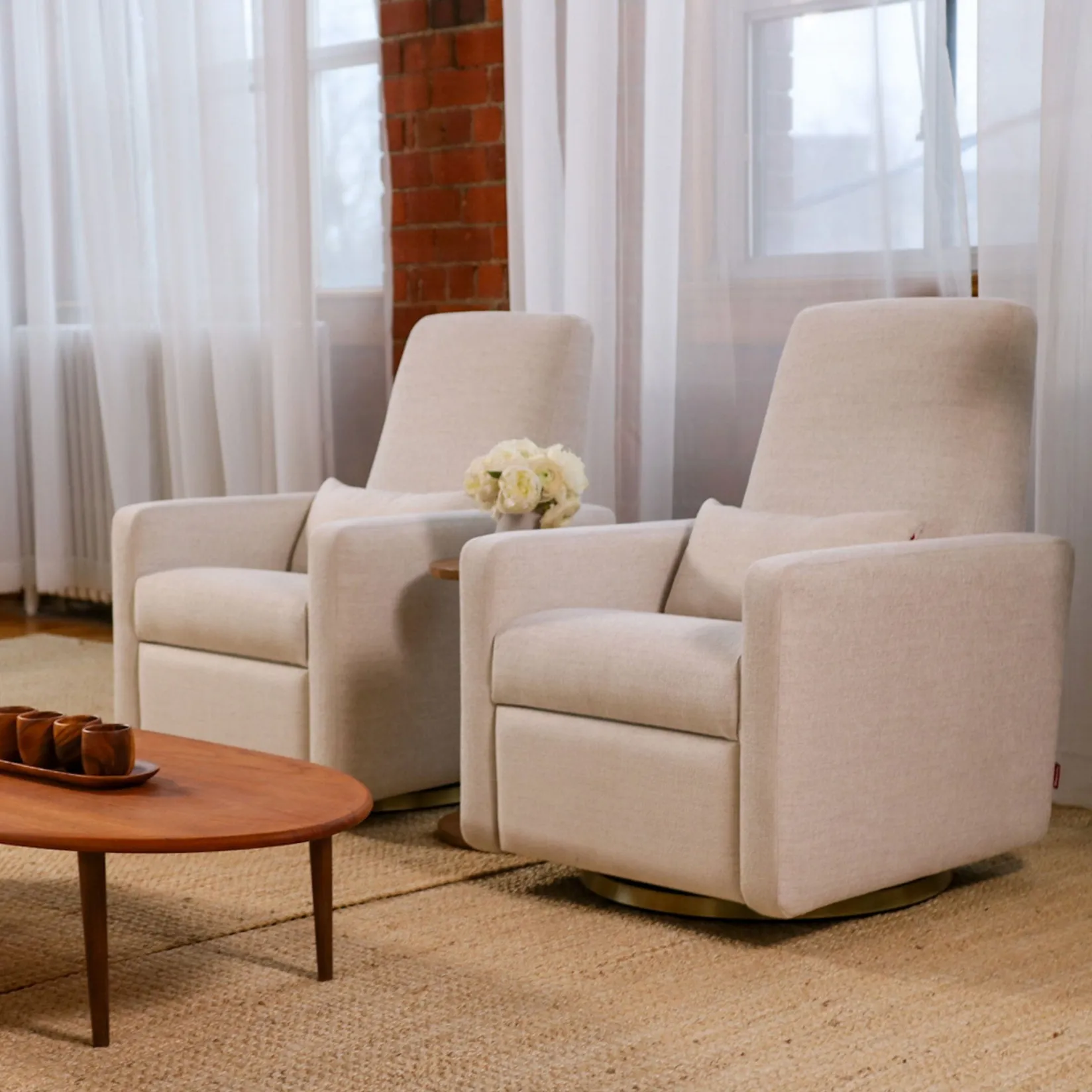 Gliders & Rocking Chairs|Gliders & Rocking Chairs>Monte Rocking Glider Recliner Armchair Grano - Dune / Gold