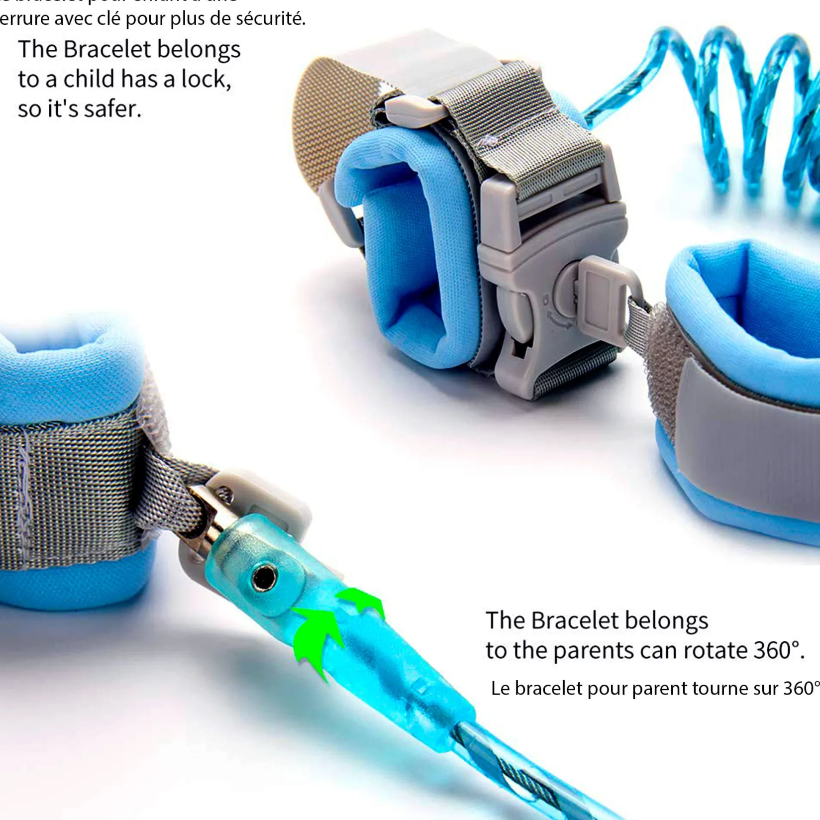 Safety Bracelet with Key - Blue Gates & Safety