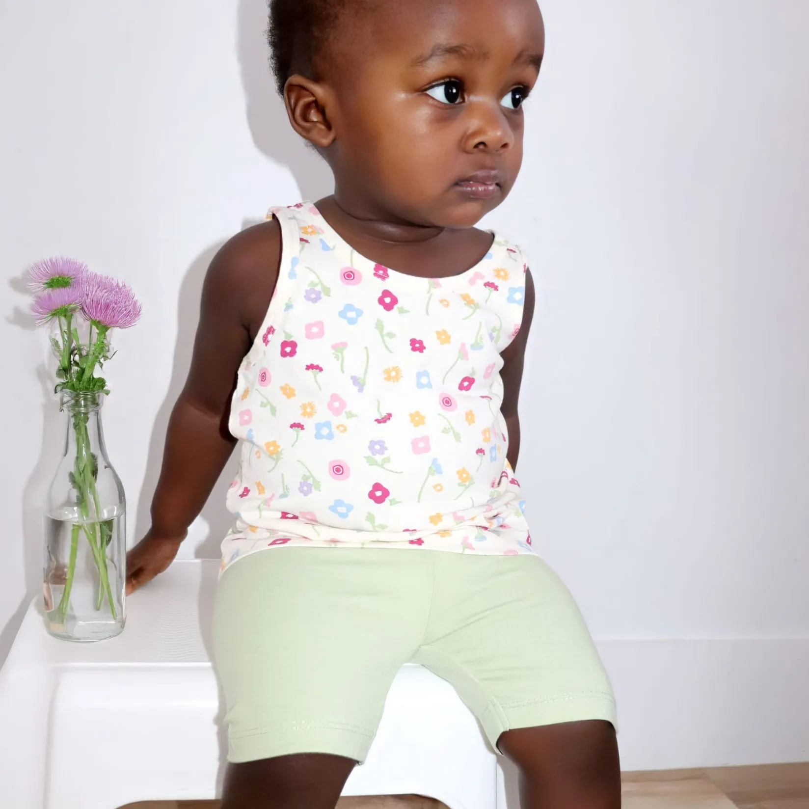 Leggings & Jeggings>Camp by Birdz Sage Solid Biker Short 2-8y Sauge