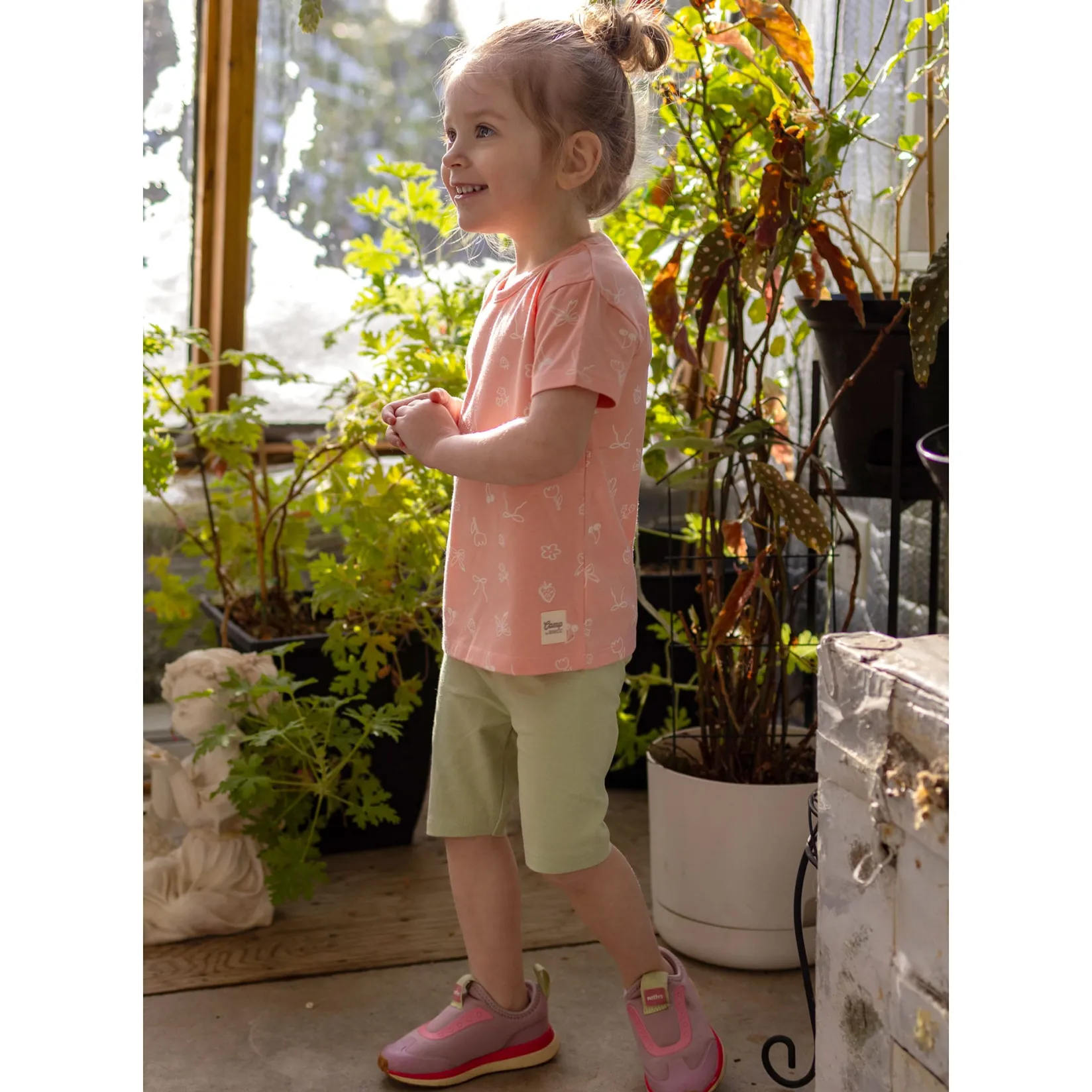 Leggings & Jeggings>Camp by Birdz Sage Solid Biker Short 2-8y Sauge