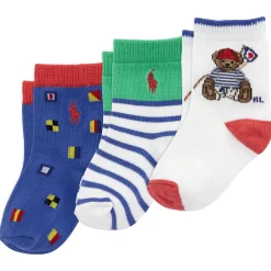 Socks|Underwear & Socks>Polo Ralph Lauren Sailing Bear Socks (3) 6-24m White