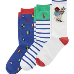 Socks|Underwear & Socks>Polo Ralph Lauren Sailing Bear Socks (3) 4-11y White