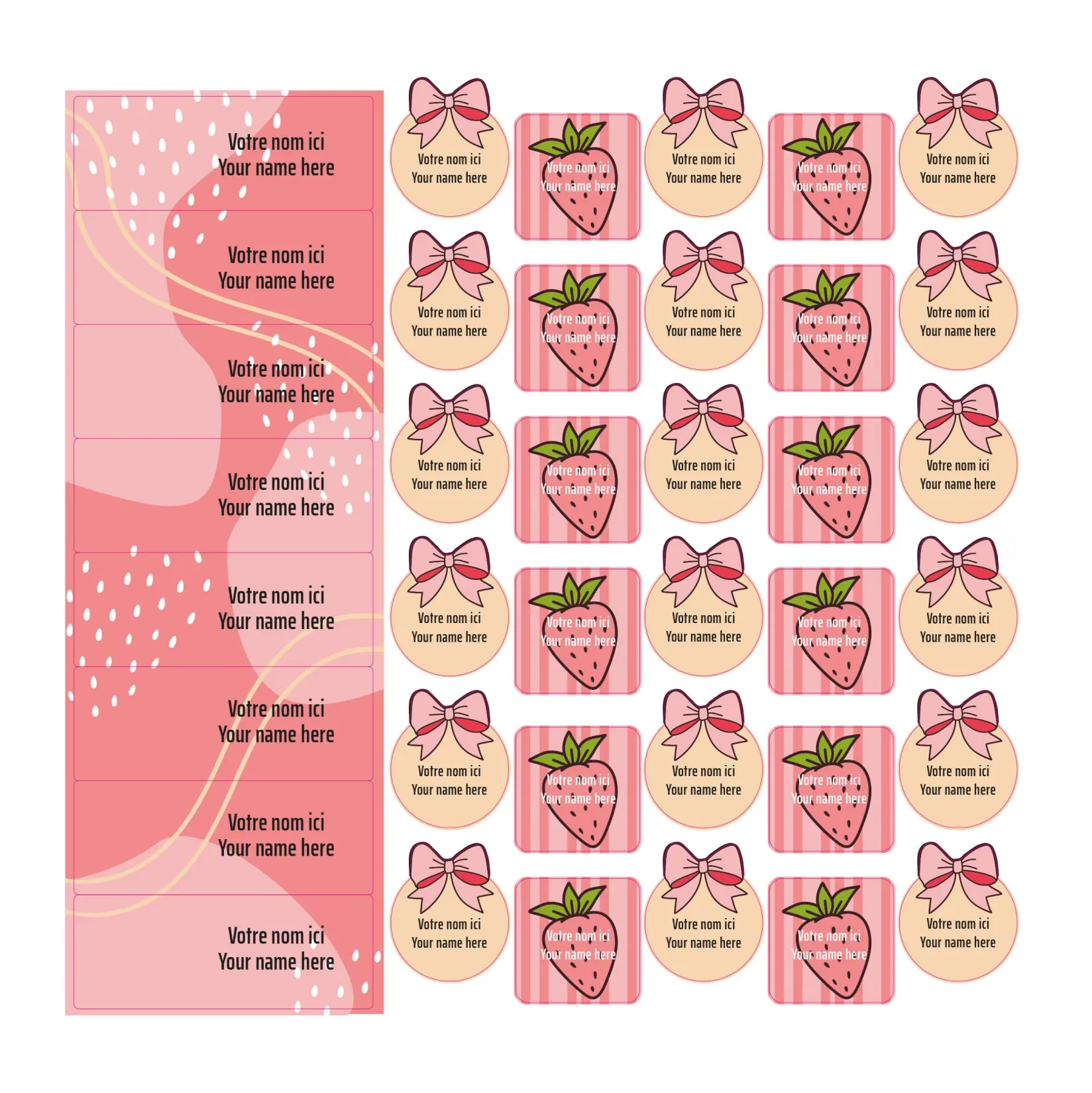 Personalized Name Labels|Personalized Name Labels>Clement - Impressions School Name Labels - Bows