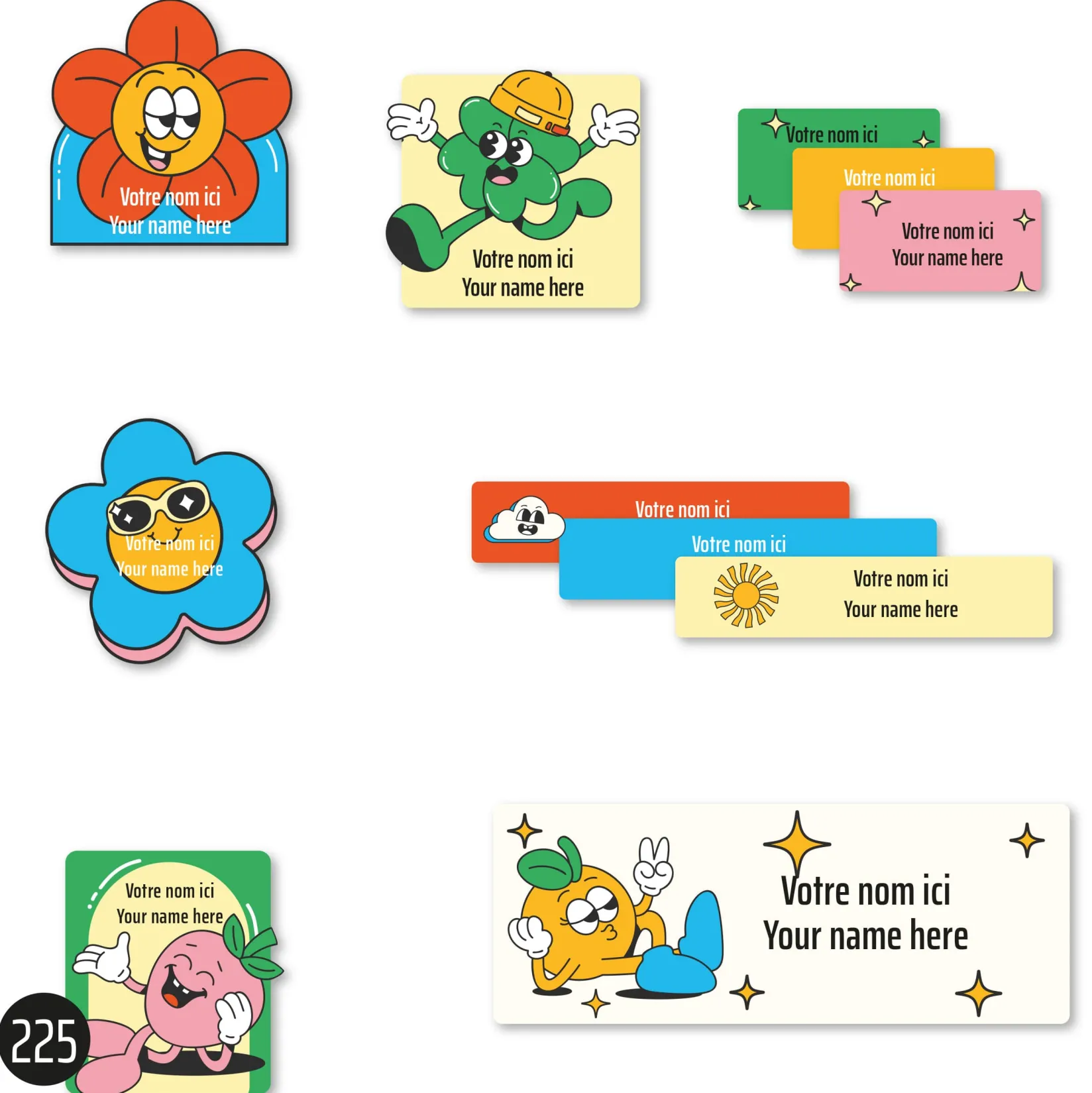 Online School Name Labels - Retro Kids Personalized Name Labels|Personalized Name Labels