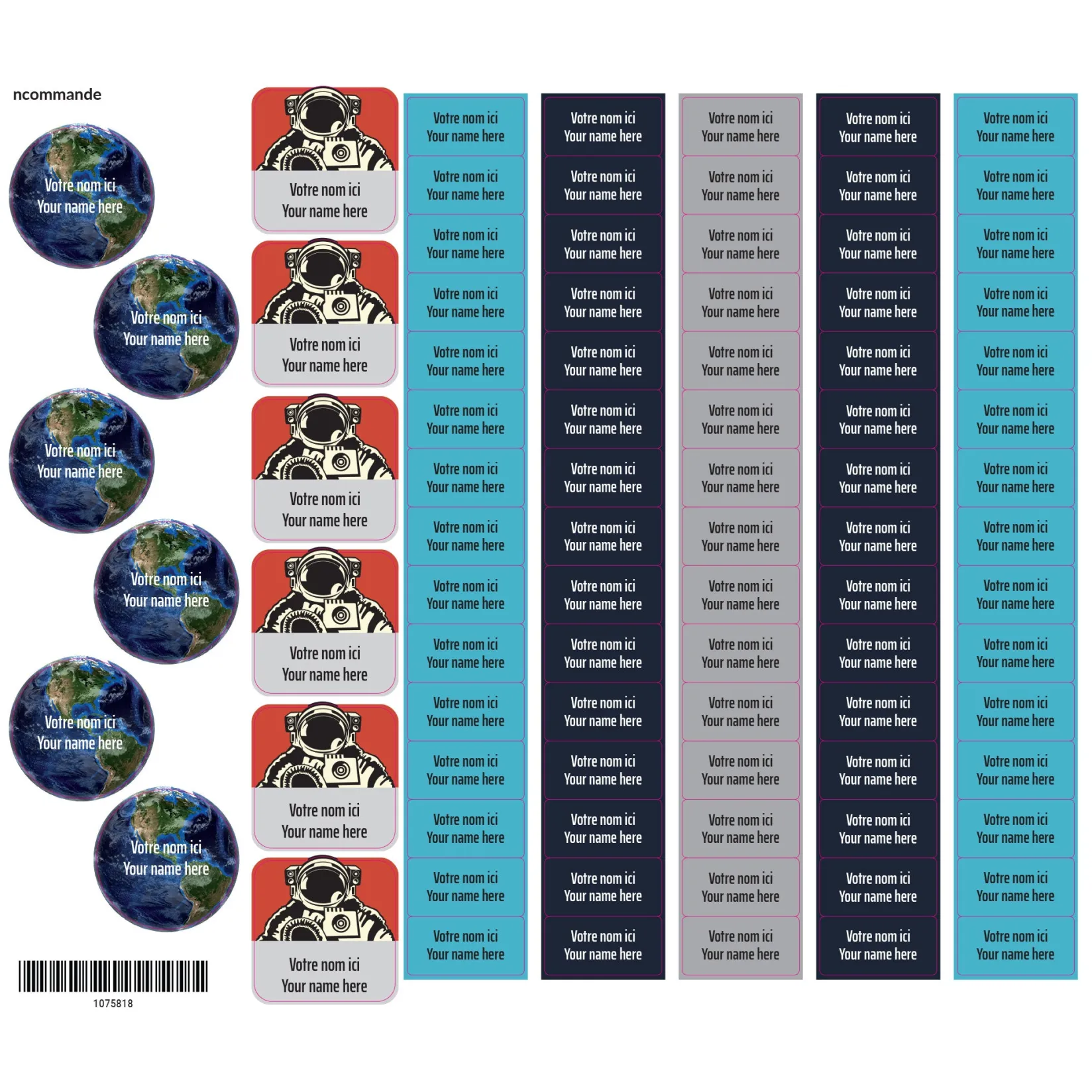 Hot School Name Labels - Space Kids Personalized Name Labels|Personalized Name Labels