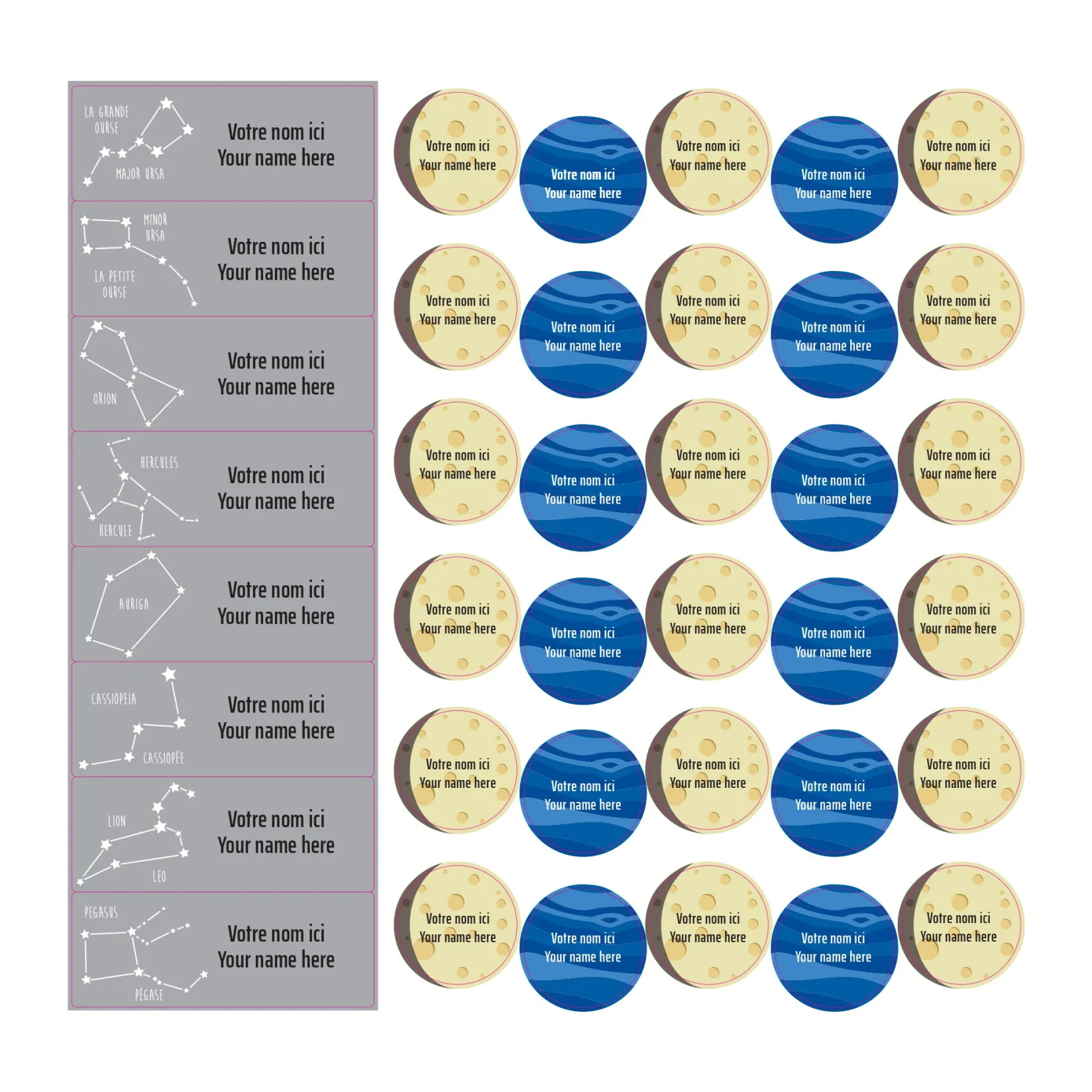 Hot School Name Labels - Space Kids Personalized Name Labels|Personalized Name Labels