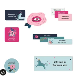 Online School Name Labels - Unicorns and Flowers Kids Personalized Name Labels|Personalized Name Labels