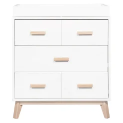 Changing Tables>Babyletto Scoot 3-Drawer Changer Dresser - White / Washed Natural