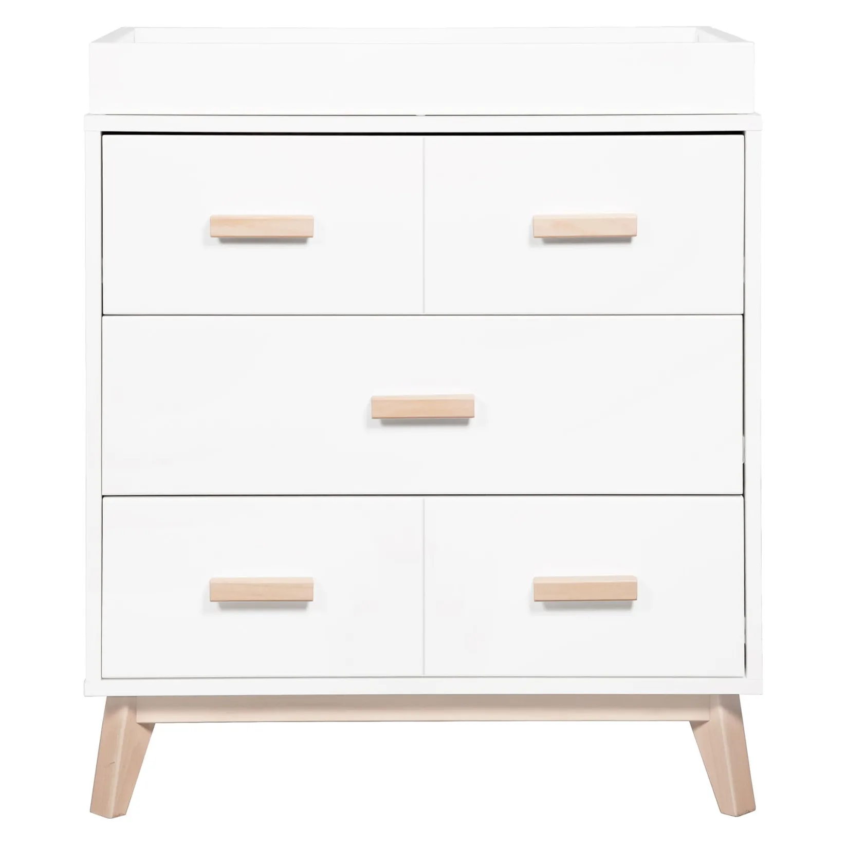 Changing Tables>Babyletto Scoot 3-Drawer Changer Dresser - White / Washed Natural
