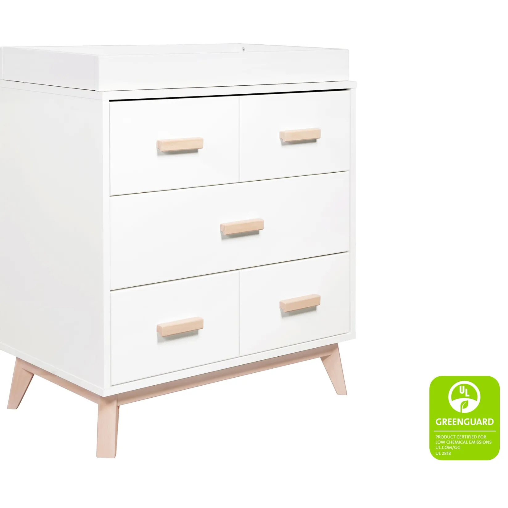 Changing Tables>Babyletto Scoot 3-Drawer Changer Dresser - White / Washed Natural
