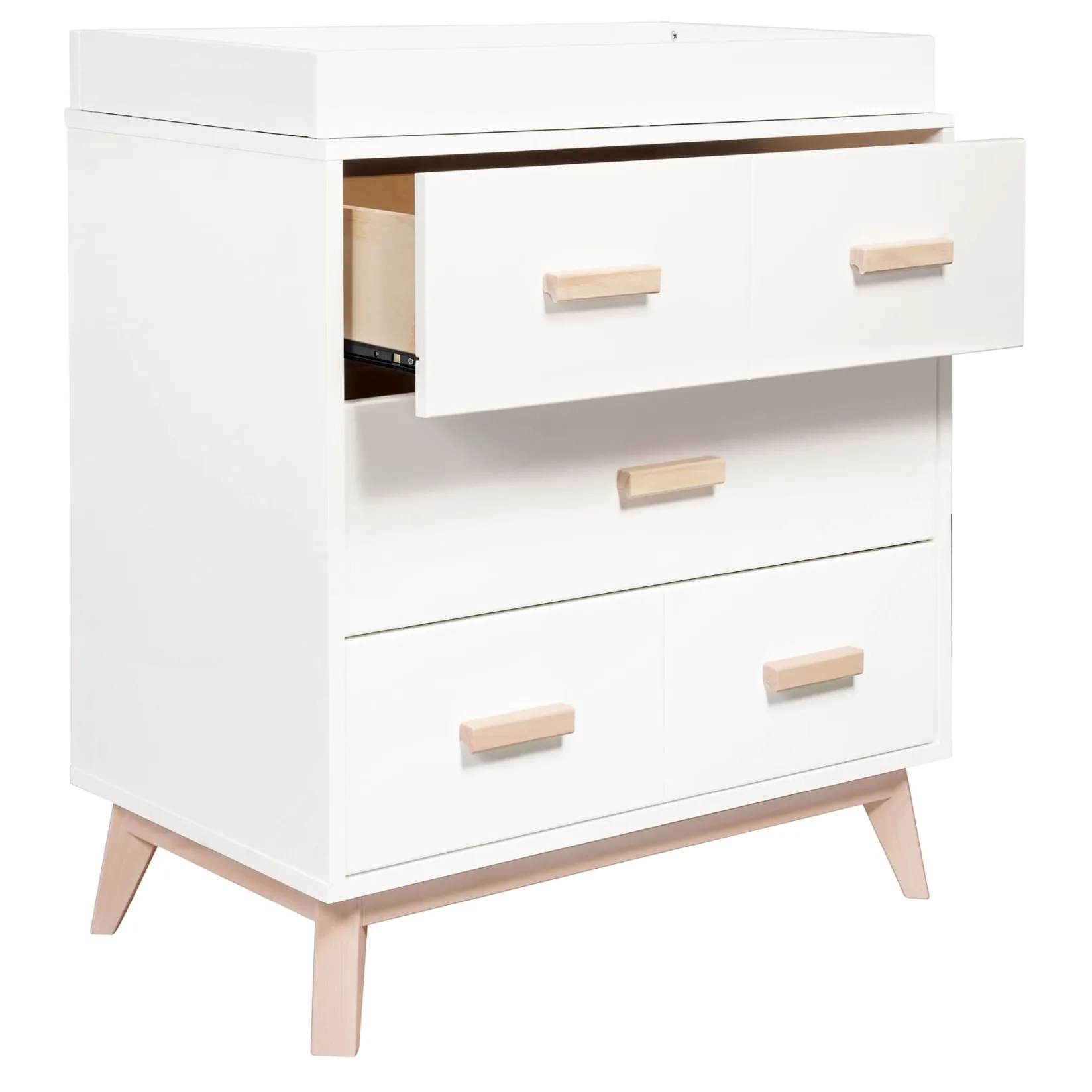 Changing Tables>Babyletto Scoot 3-Drawer Changer Dresser - White / Washed Natural