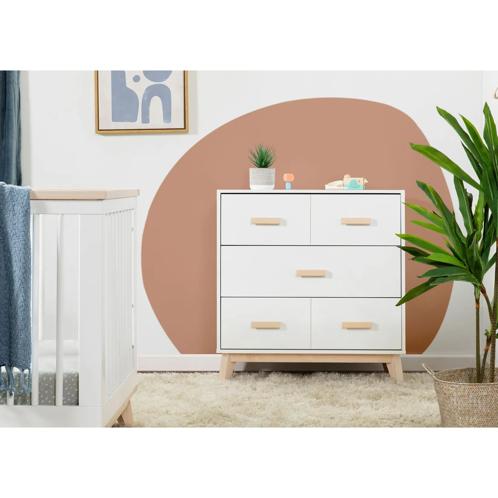 Changing Tables>Babyletto Scoot 3-Drawer Changer Dresser - White / Washed Natural