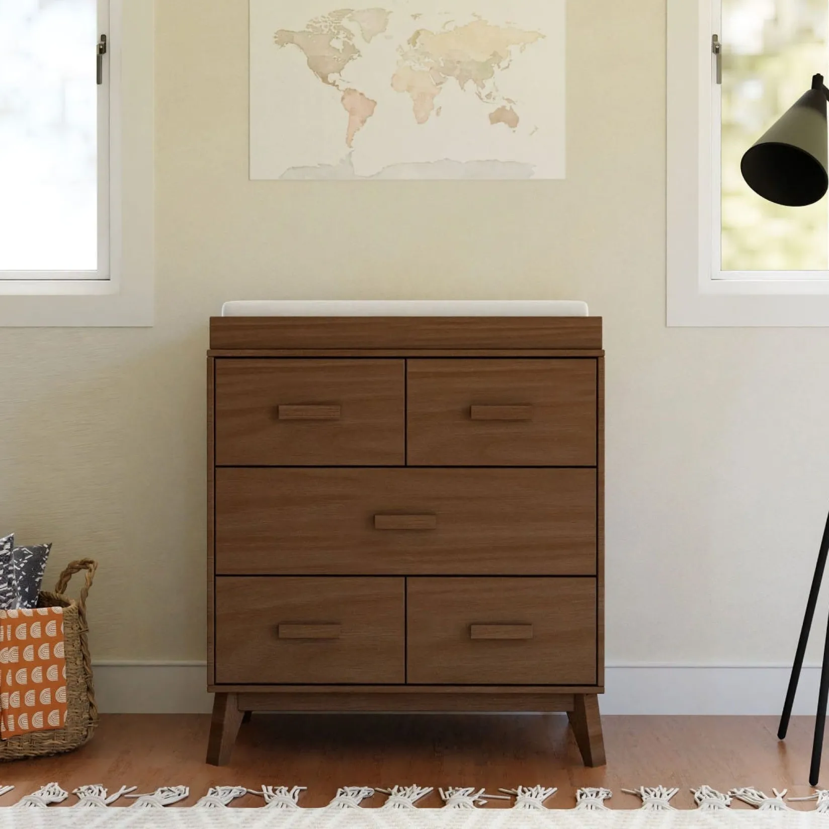 Changing Tables>Babyletto Scoot 3-Drawer Changer Dresser - Walnut