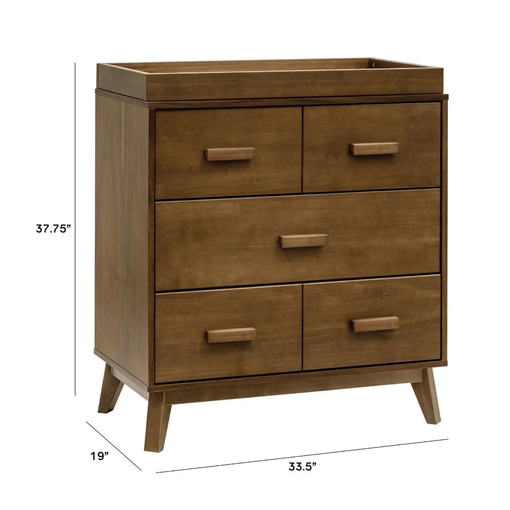 Changing Tables>Babyletto Scoot 3-Drawer Changer Dresser - Walnut