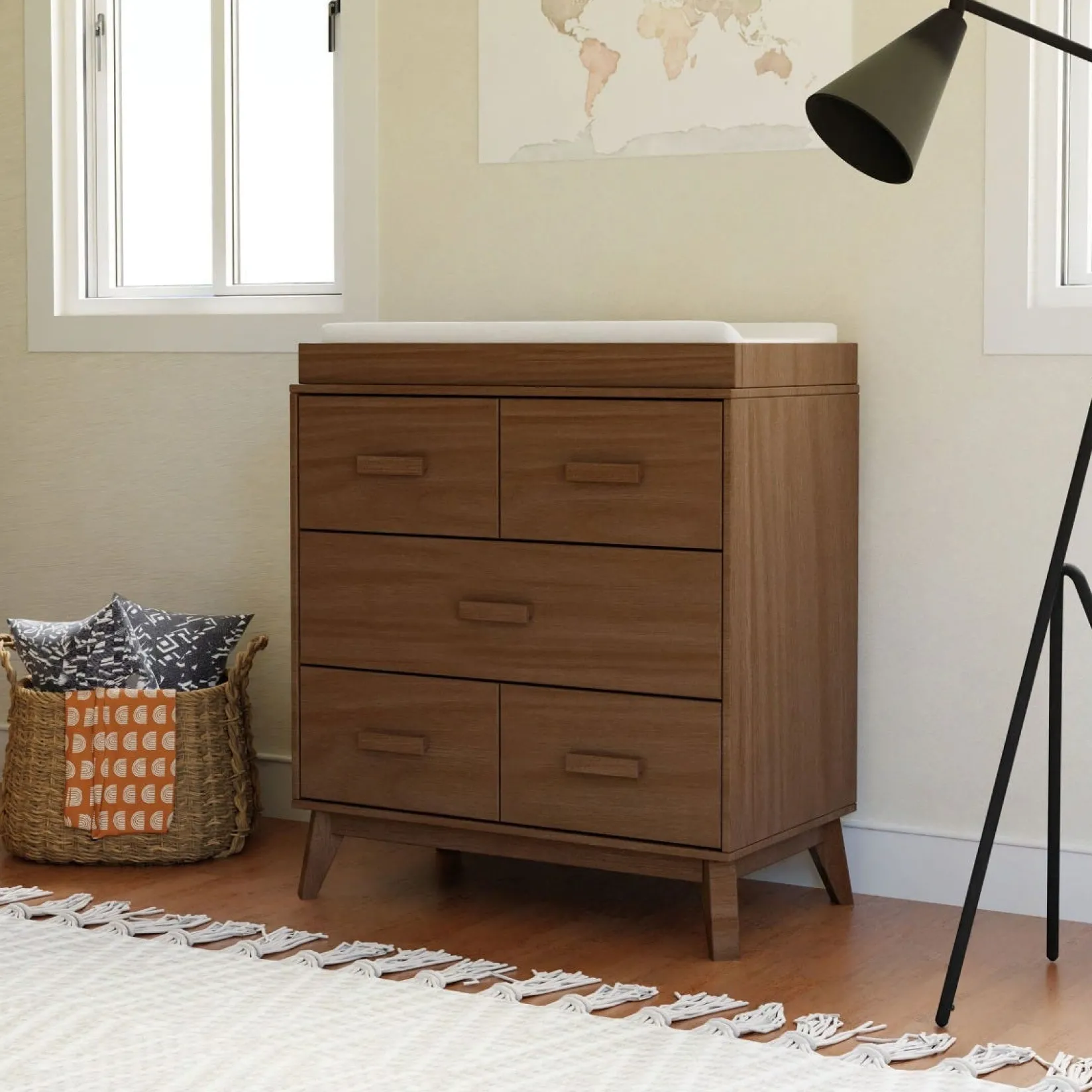 Changing Tables>Babyletto Scoot 3-Drawer Changer Dresser - Walnut
