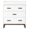 Discount Scoot 3-Drawer Changer Dresser - White / Walnut Finish Changing Tables