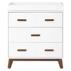 Discount Scoot 3-Drawer Changer Dresser - White / Walnut Finish Changing Tables