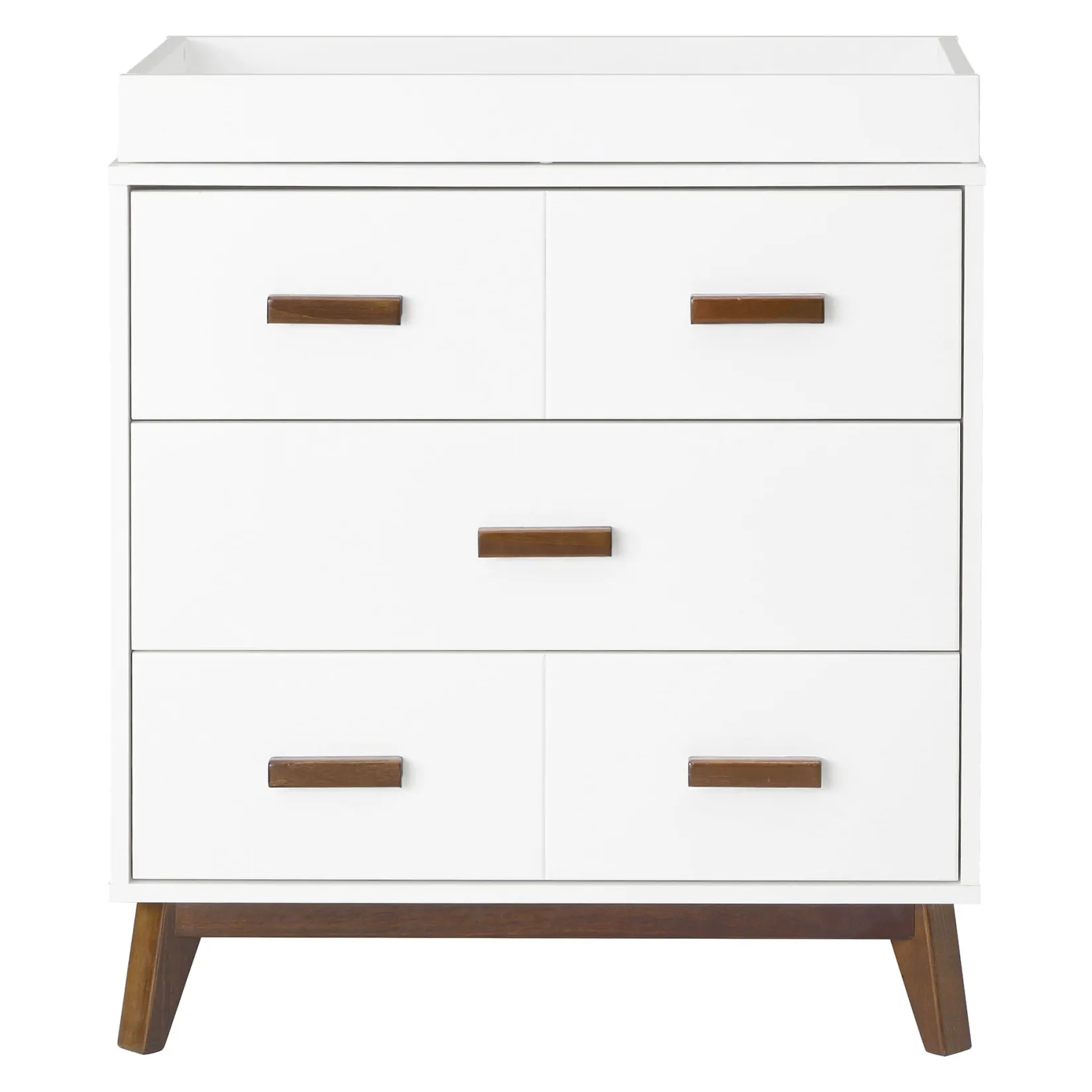 Discount Scoot 3-Drawer Changer Dresser - White / Walnut Finish Changing Tables