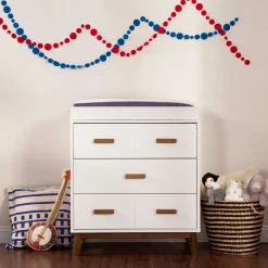 Discount Scoot 3-Drawer Changer Dresser - White / Walnut Finish Changing Tables