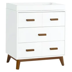Discount Scoot 3-Drawer Changer Dresser - White / Walnut Finish Changing Tables