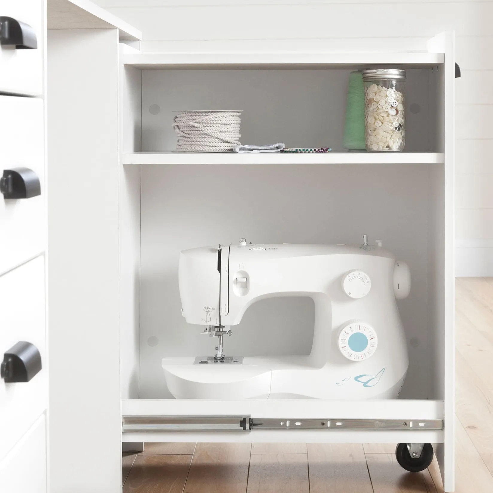 Desk>South Shore Sewing Craft Table and Storage - Artwork Pure White