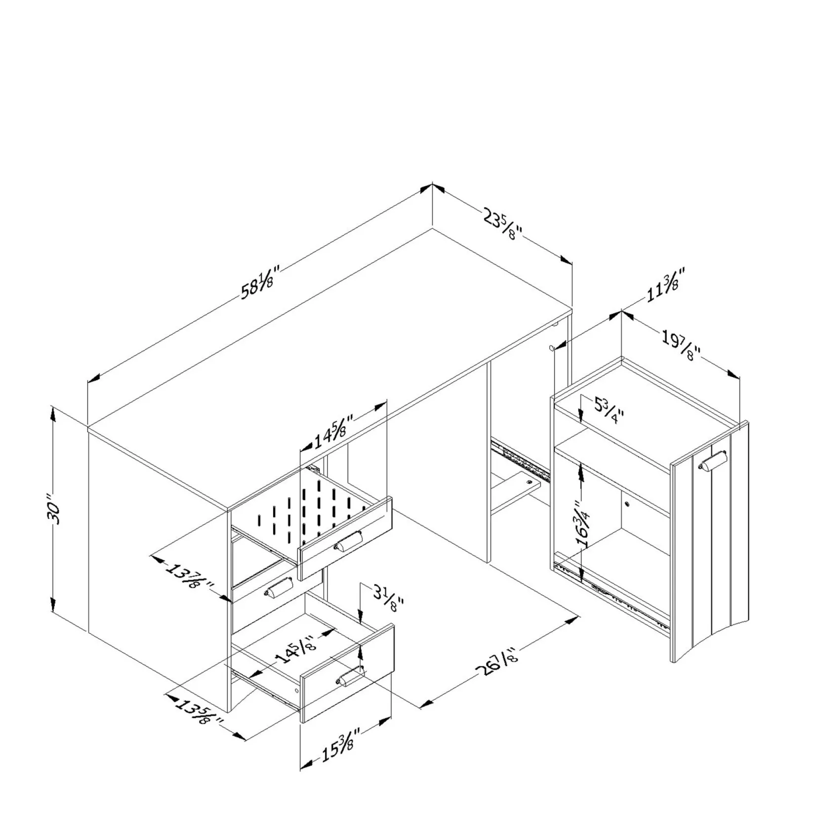 Desk>South Shore Sewing Craft Table and Storage - Artwork Pure White