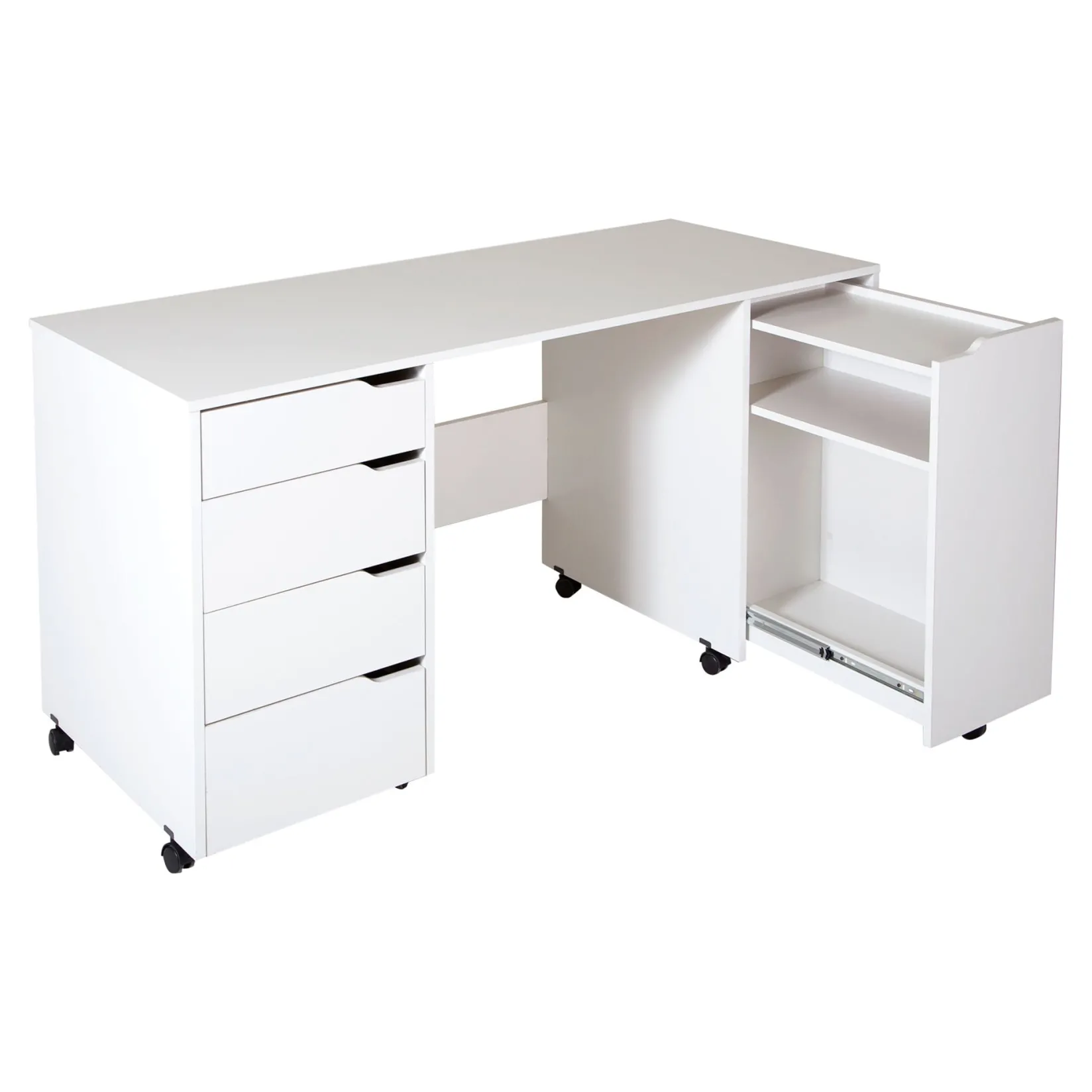 Discount Sewing Craft Table on Wheels - Crea Pure White Desk