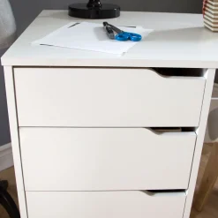 Discount Sewing Craft Table on Wheels - Crea Pure White Desk