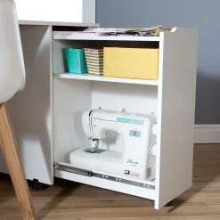 Discount Sewing Craft Table on Wheels - Crea Pure White Desk