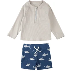 Swimsuits>Petit Lem Sharks 2 Piece Long Sleeve Swimsuit 6-24m Grey